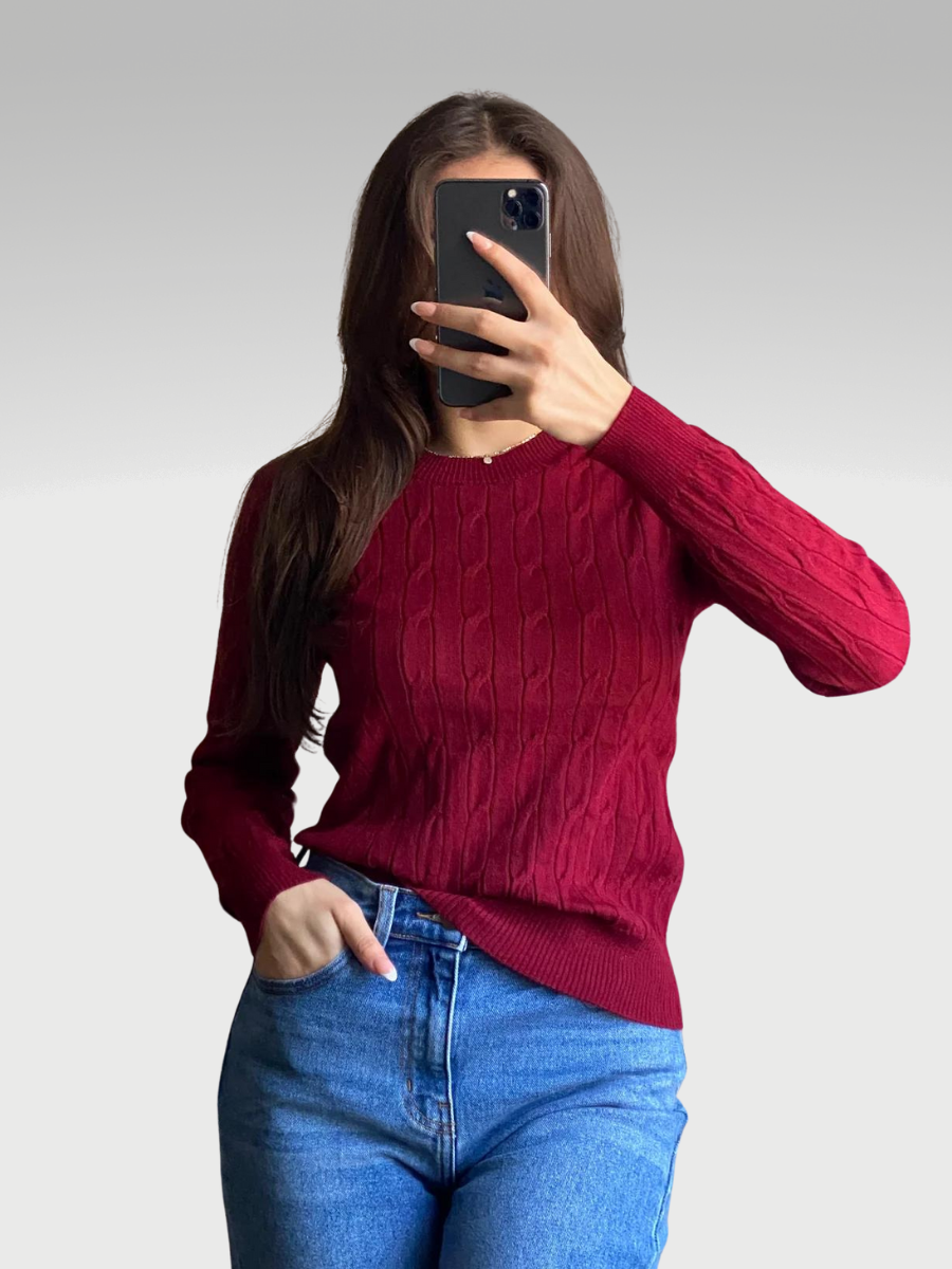Noelia Cable Sweater (Wine)