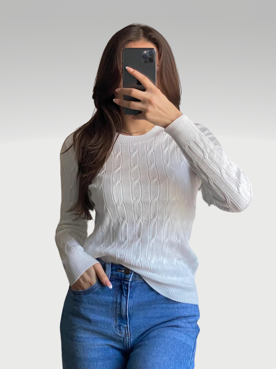 Noelia Cable Sweater (White)