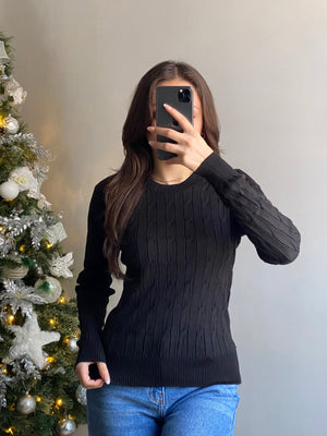 Noelia Cable Sweater (Black)