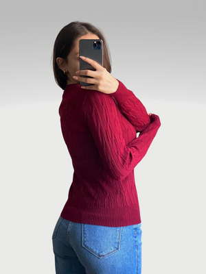Noelia Cable Sweater (Wine)