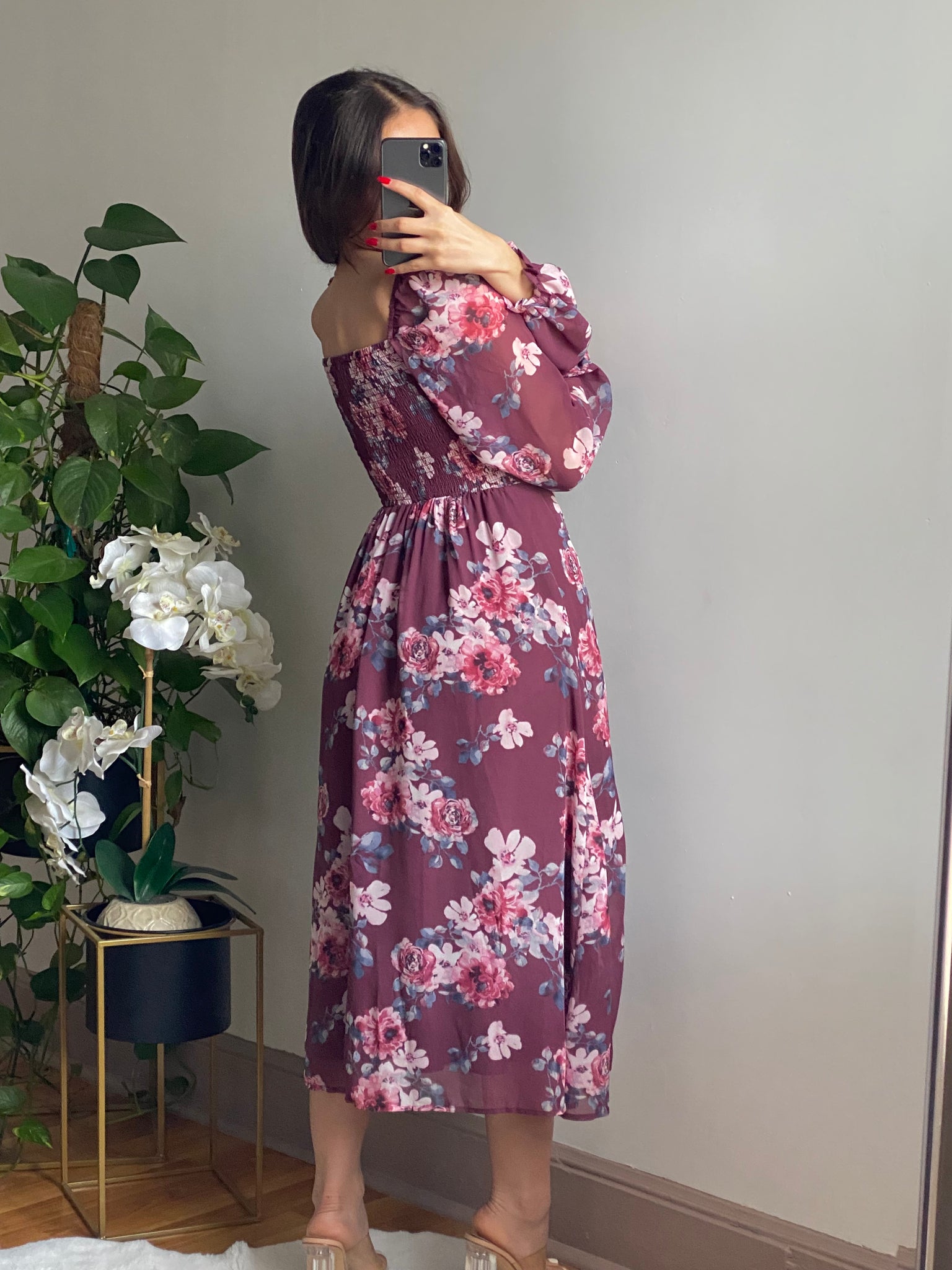 In Bloom Dress (Burgundy)