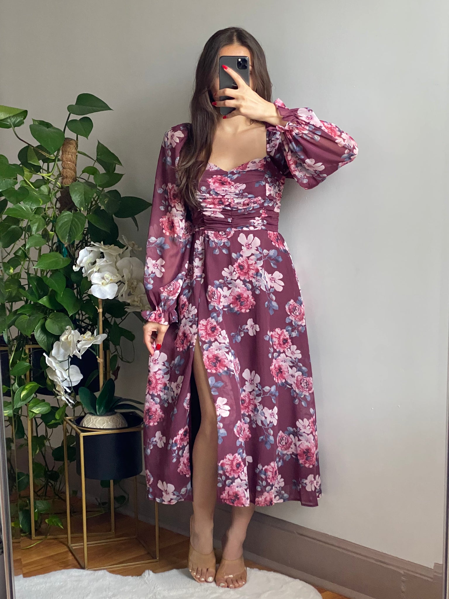 In Bloom Dress (Burgundy)