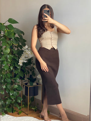 Aria Sweater Skirt (Brown)