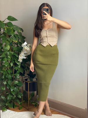 Aria Sweater Skirt (Olive)