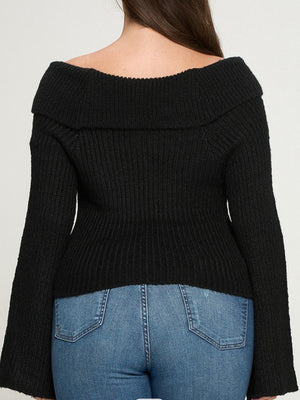 Deborah Plus Shoulder Sweater (Black)