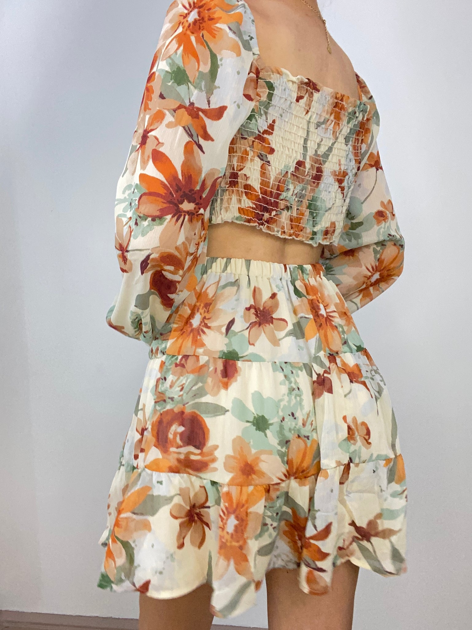 Maribella Floral Dress (Apricot)